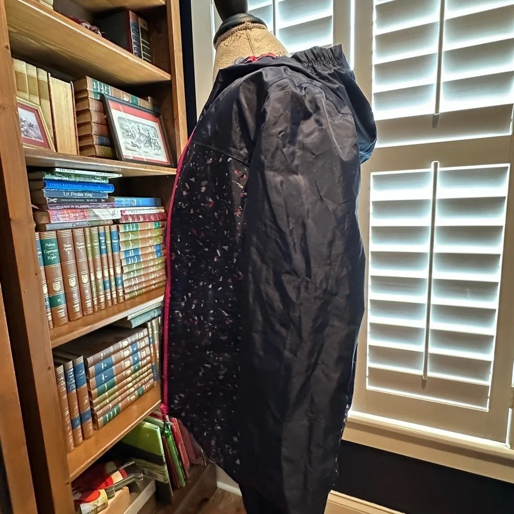 Quechua Kids' Navy Raincoat with Pink Accents